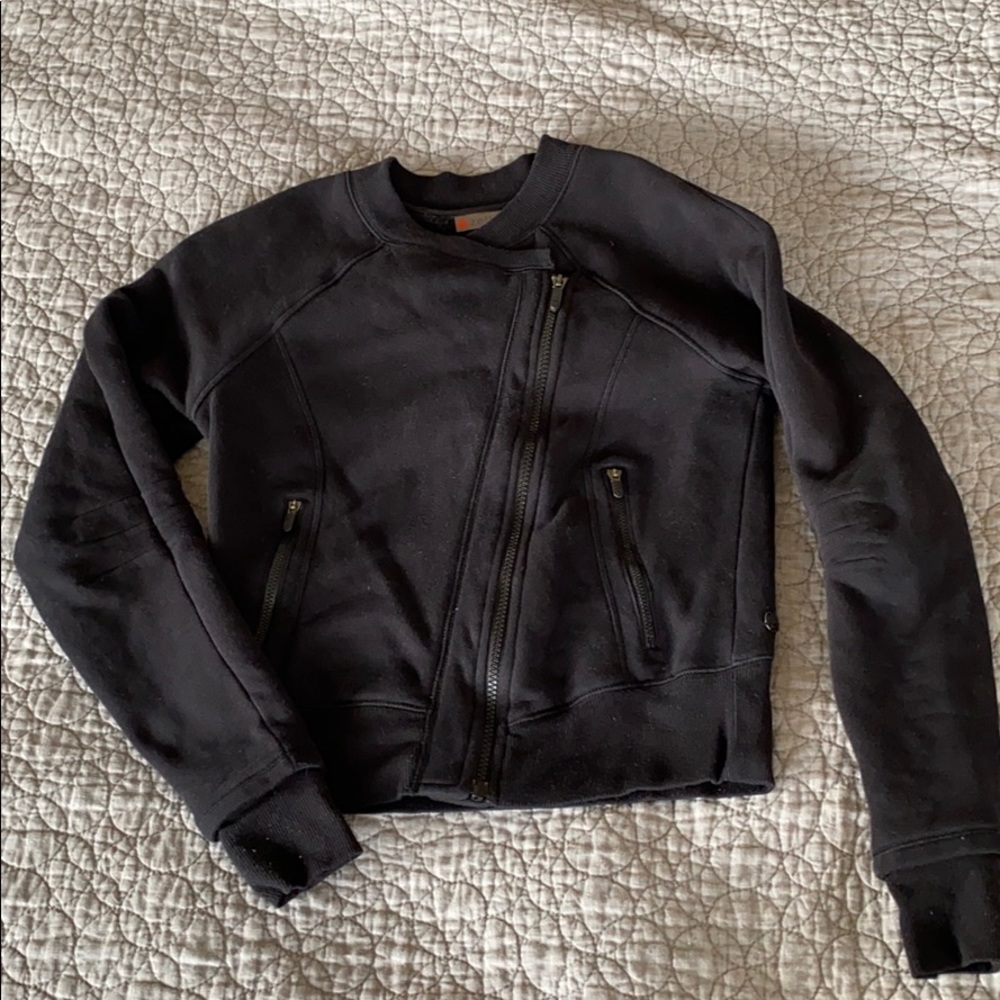Zella Black Cotton Moto with Asymmetrical Zipper